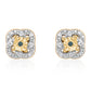 Conjunto de Plata Bañada en Oro con Diamante Azul y Topacio Blanco ( Pendientes +Anillo +Colgante )