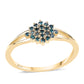 Anillo de Plata Bañada en Oro con Diamante Azul
