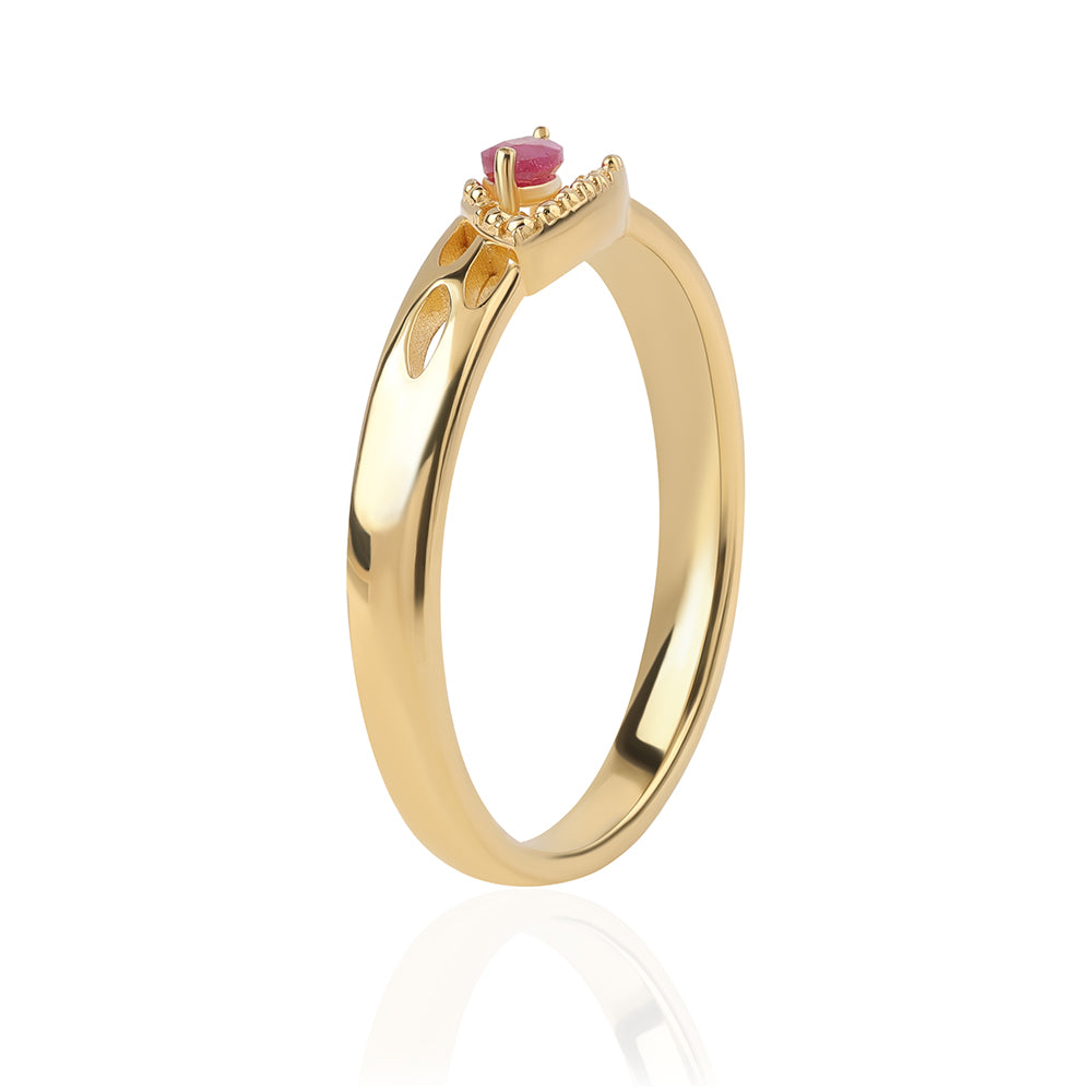 Anillo de Plata Bañada en Oro con Rubí de Mozambique 2 