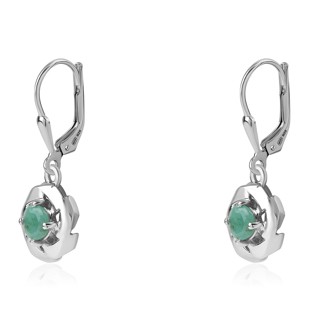 Pendientes de Plata con Esmeralda de Brasil 2 