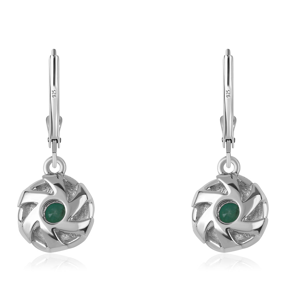 Pendientes de Plata con Esmeralda de Brasil