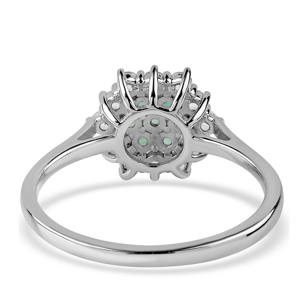Anillo de Plata con Esmeralda de Brasil y Topacio Blanco 6 