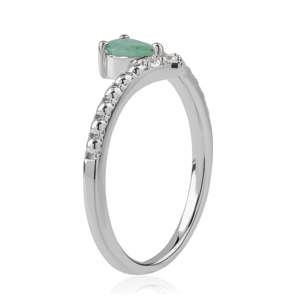 Anillo de Plata con Esmeralda de Brasil y Topacio Blanco 2 
