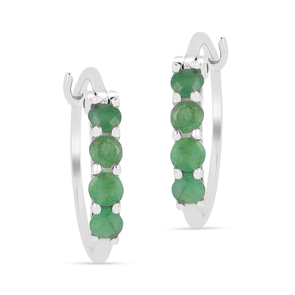 Conjunto de Plata con Rubí de Tailandia y Esmeralda de Brasil ( Pendientes ) 2 