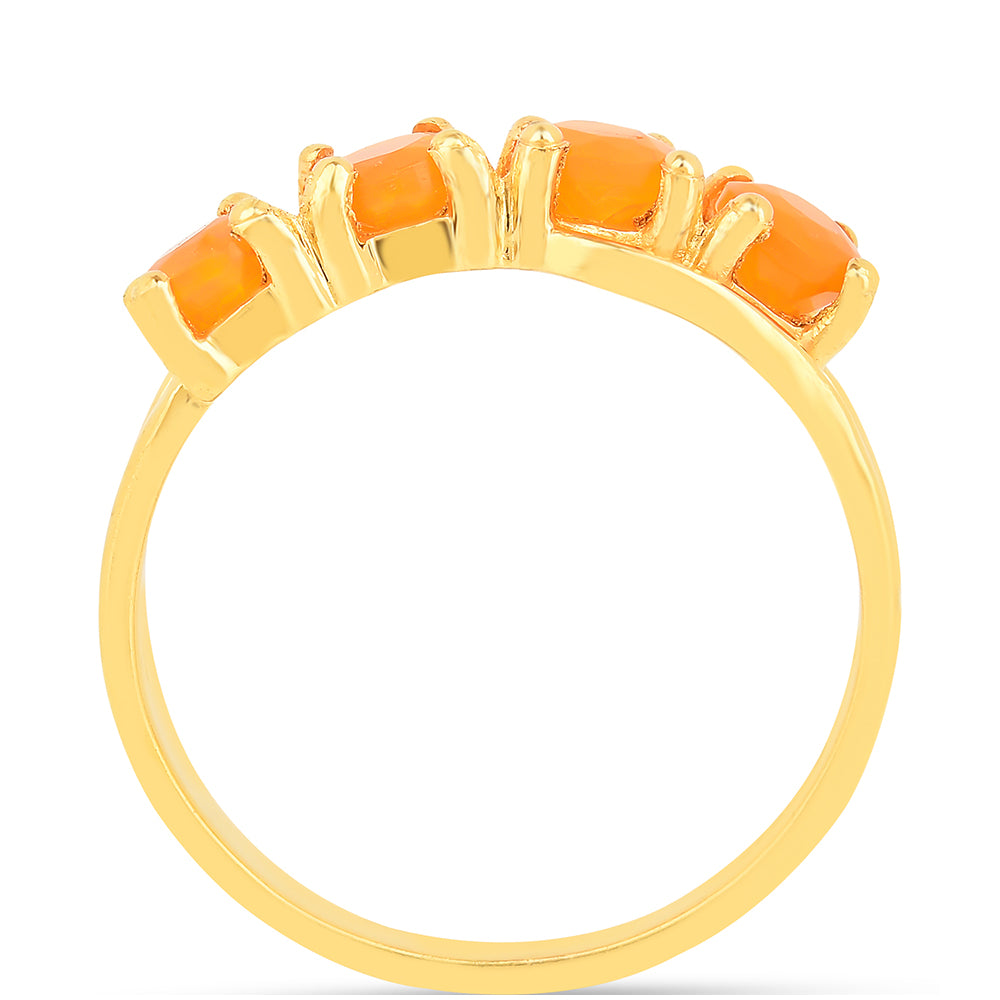 Anillo de Plata Bañada en Oro con Ópalo Fuego 3 