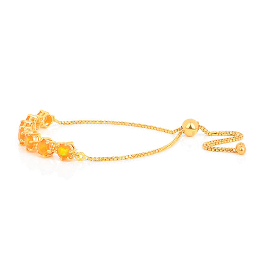 Pulsera de Plata Bañada en Oro con Ópalo Fuego