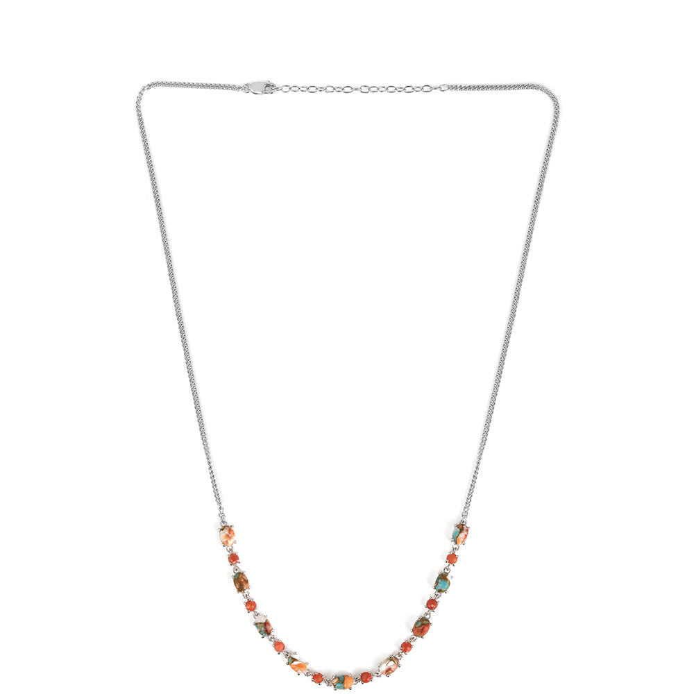 Collar de Plata con Turquesa Ostra y Coral Rojo 2 