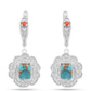 Pendientes de Plata con Turquesa Ostra y Coral Rojo