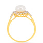 Anillo de Plata Bañada en Oro con Perla de Agua Dulce Crema y Zircón Blanco