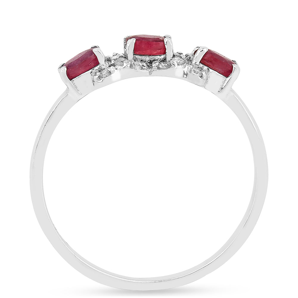 Anillo de Plata con Rubí de Tailandia y Zircón Blanco 3 