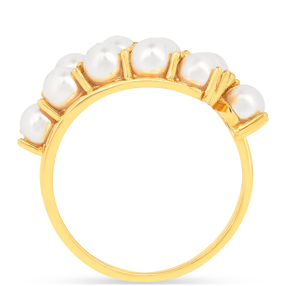 Anillo de Plata Bañada en Oro con Perla de Agua Dulce Crema 3 