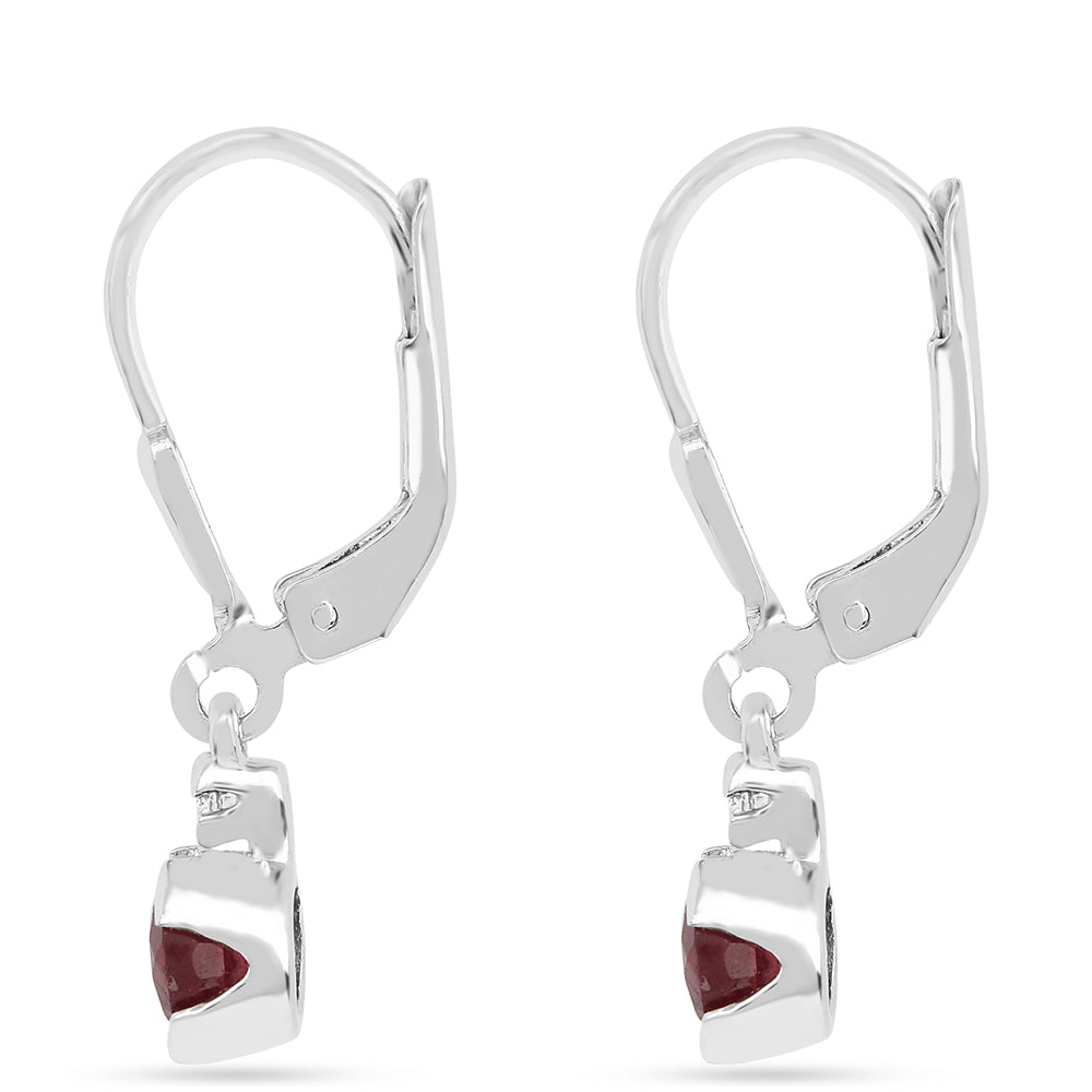 Pendientes de Plata con Rubí de Tailandia y Zircón Blanco 2 