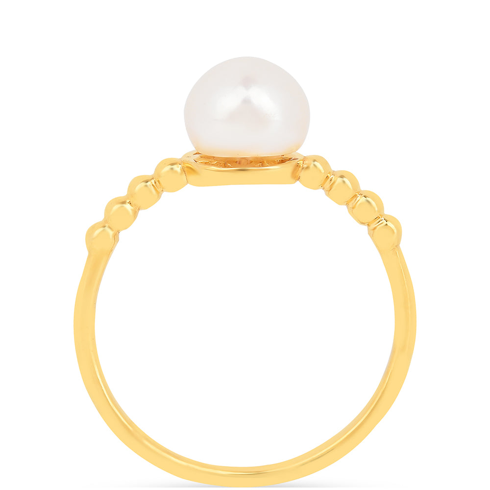 Anillo de Plata Bañada en Oro con Perla de Agua Dulce Crema 3 