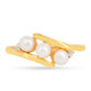 Anillo de Plata Bañada en Oro con Perla de Agua Dulce Crema y Zircón Blanco