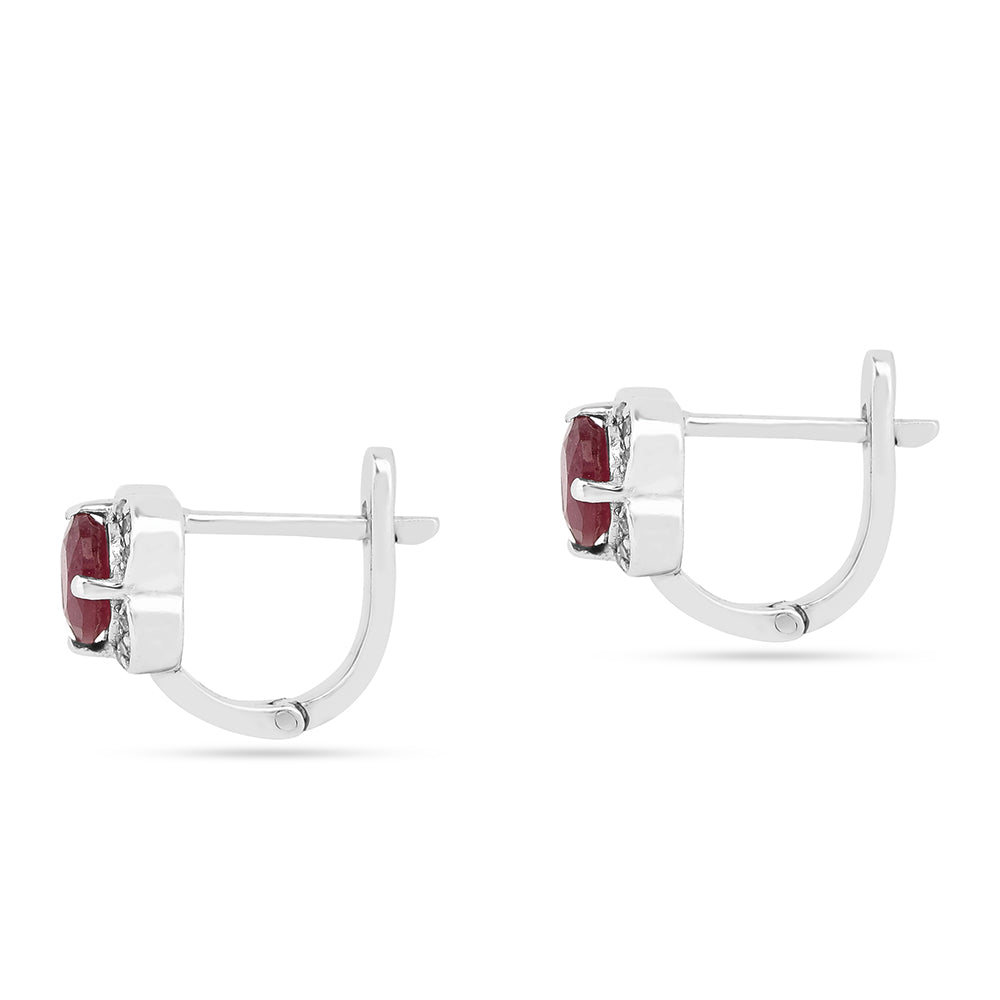 Pendientes de Plata con Rubí de Tailandia y Zircón Blanco 2 