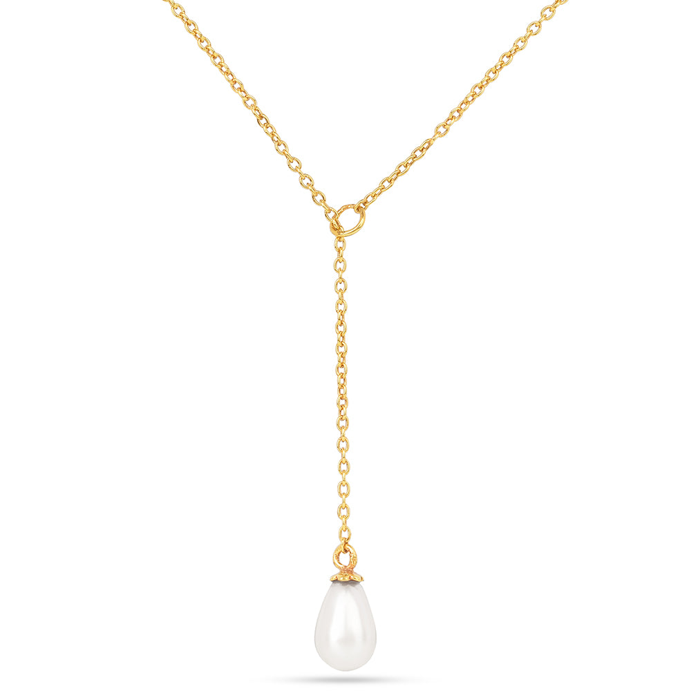 Collar de Plata Bañada en Oro con Perla de Agua Dulce Crema 2 