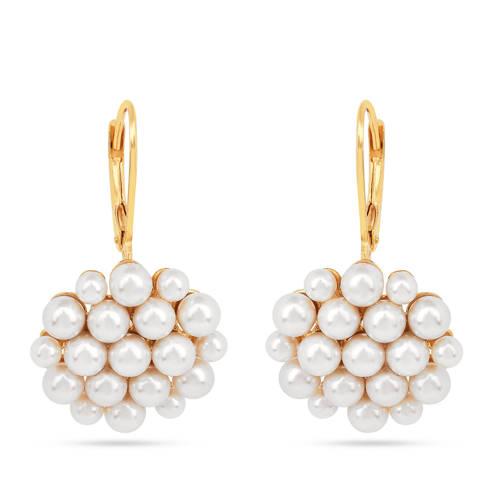 Pendientes de Plata Bañada en Oro con Perla de Agua Dulce Crema 1 