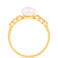 Anillo de Plata Bañada en Oro con Perla de Agua Dulce Crema y Zircón Blanco