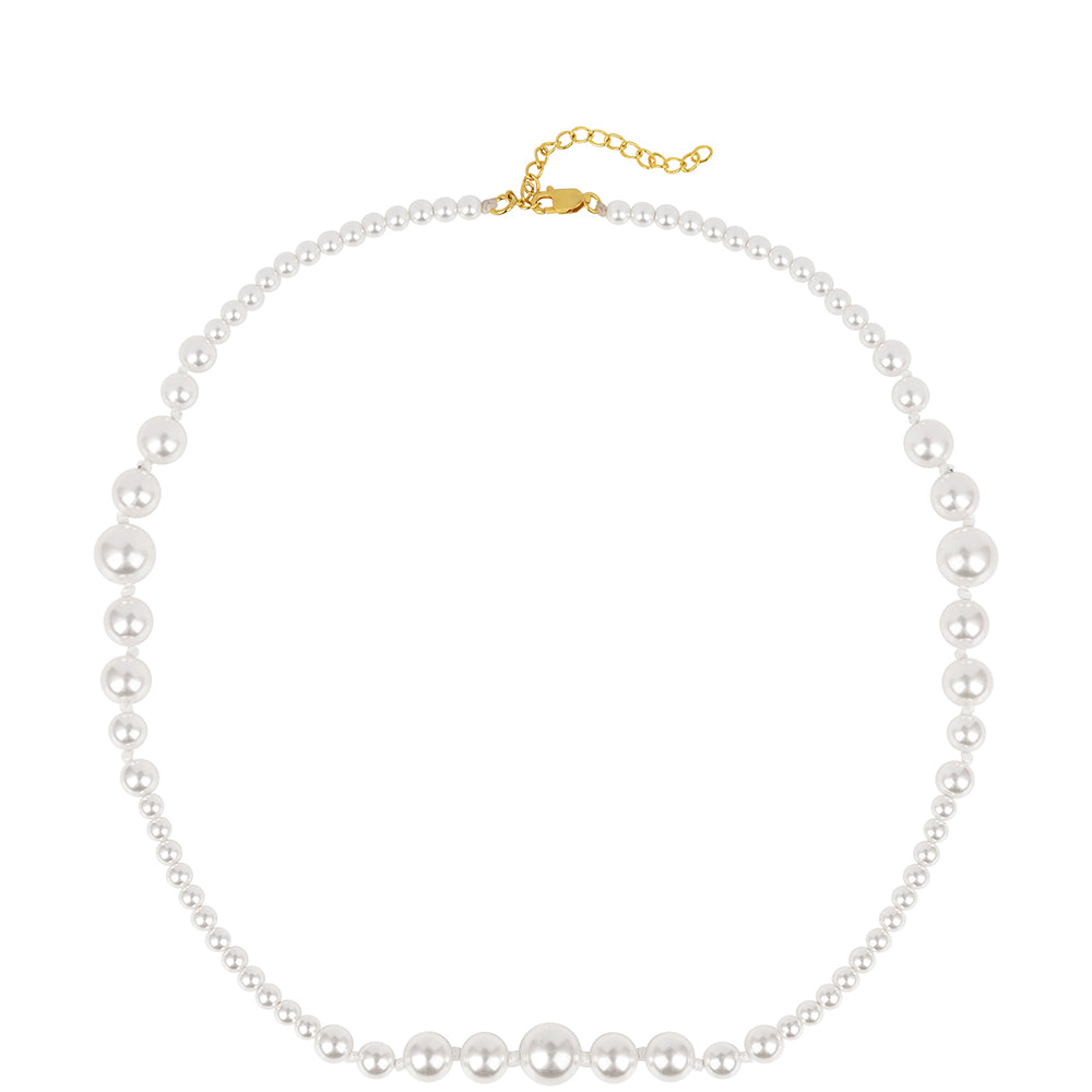 Collar de Plata Bañada en Oro con Perla de Agua Dulce Crema 1 