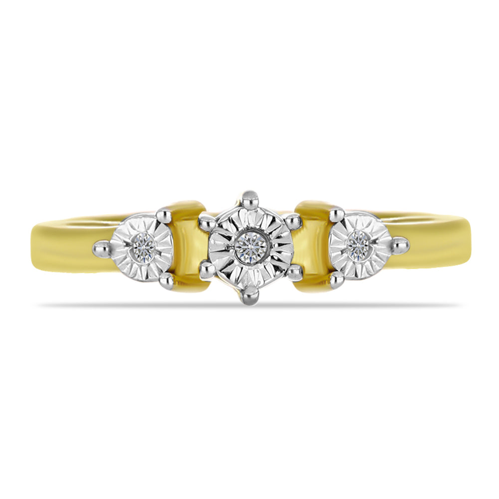 Anillo de Plata Bañada en Oro con Diamante blanco
