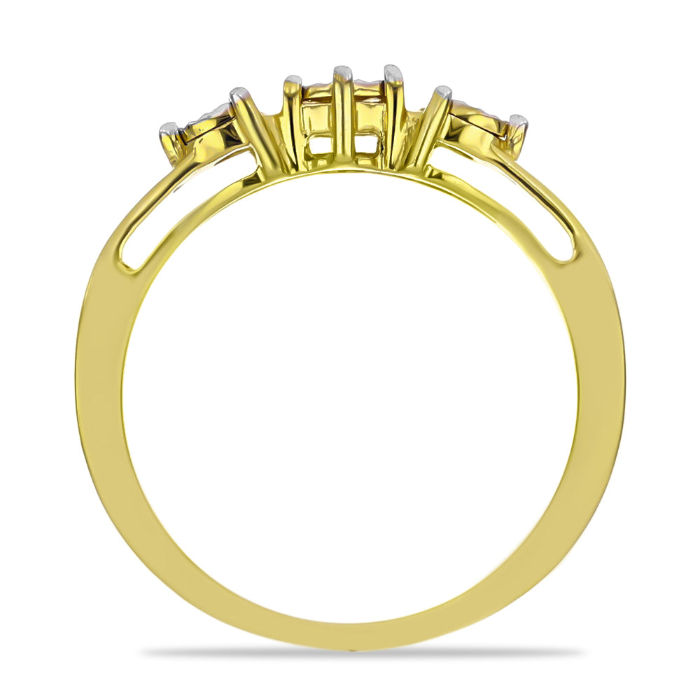 Anillo de Plata Bañada en Oro con Diamante blanco 2 