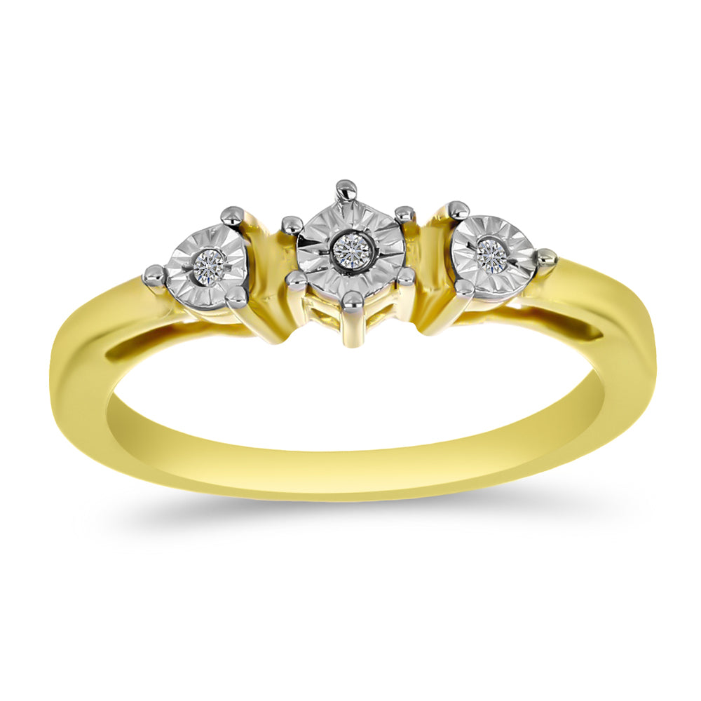 Anillo de Plata Bañada en Oro con Diamante blanco