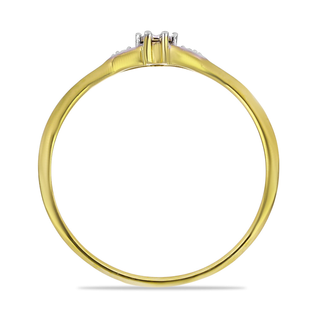 Anillo de Plata Bañada en Oro con Diamante blanco 2 