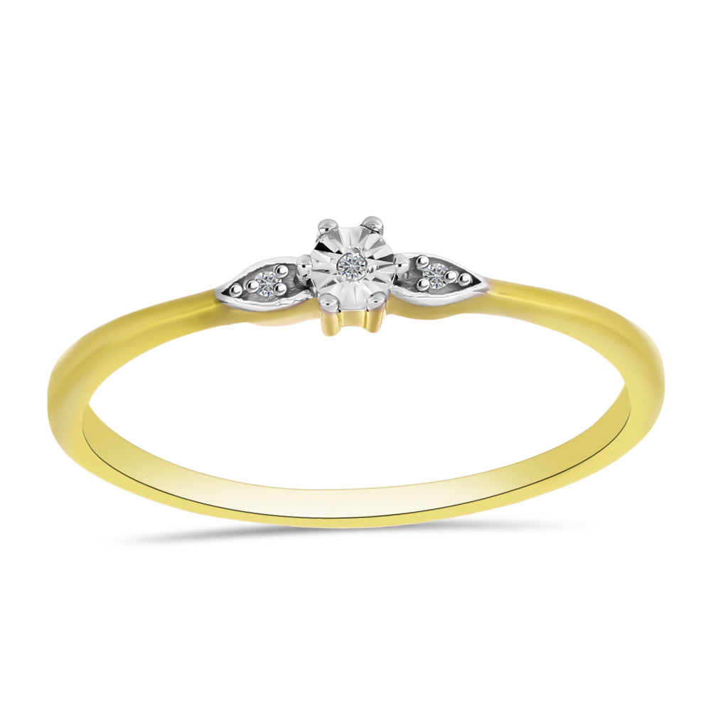 Anillo de Plata Bañada en Oro con Diamante blanco 3 