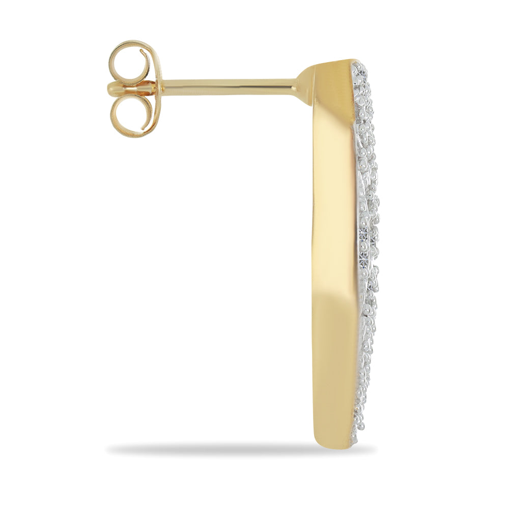 Pendientes de Plata Bañada en Oro con Diamante blanco 2 