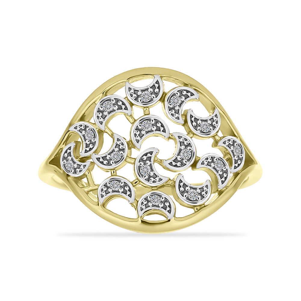 Anillo de Plata Bañada en Oro con Diamante blanco 1 