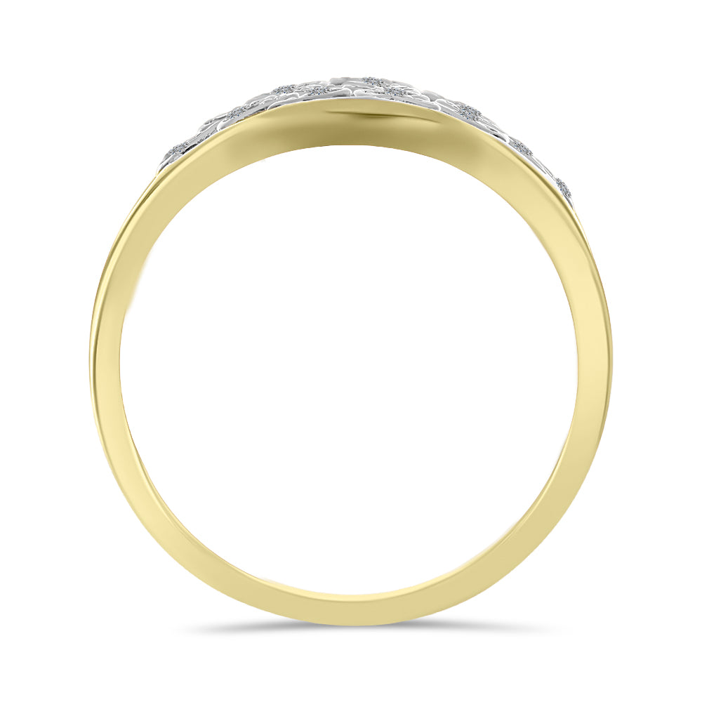 Anillo de Plata Bañada en Oro con Diamante blanco 2 