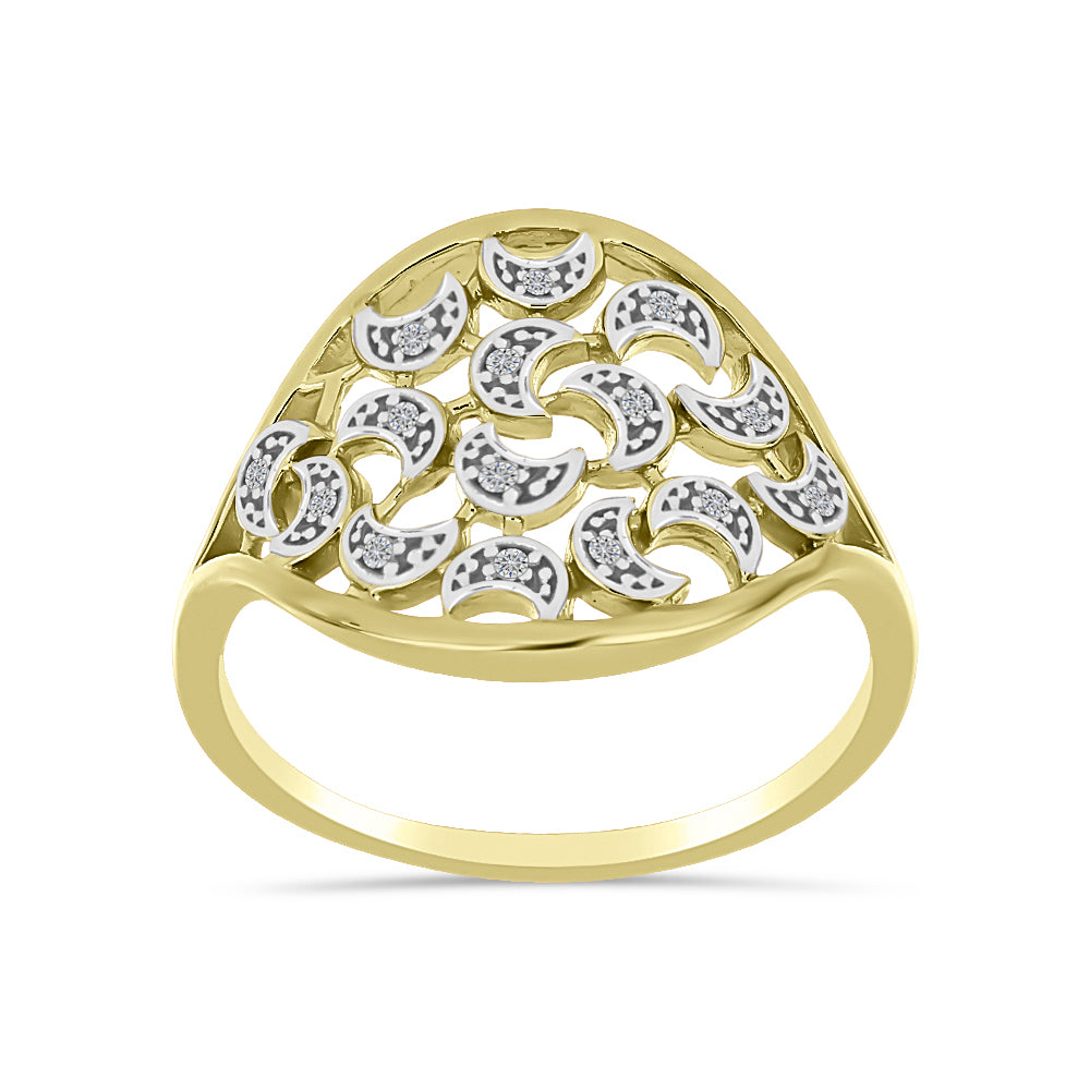 Anillo de Plata Bañada en Oro con Diamante blanco