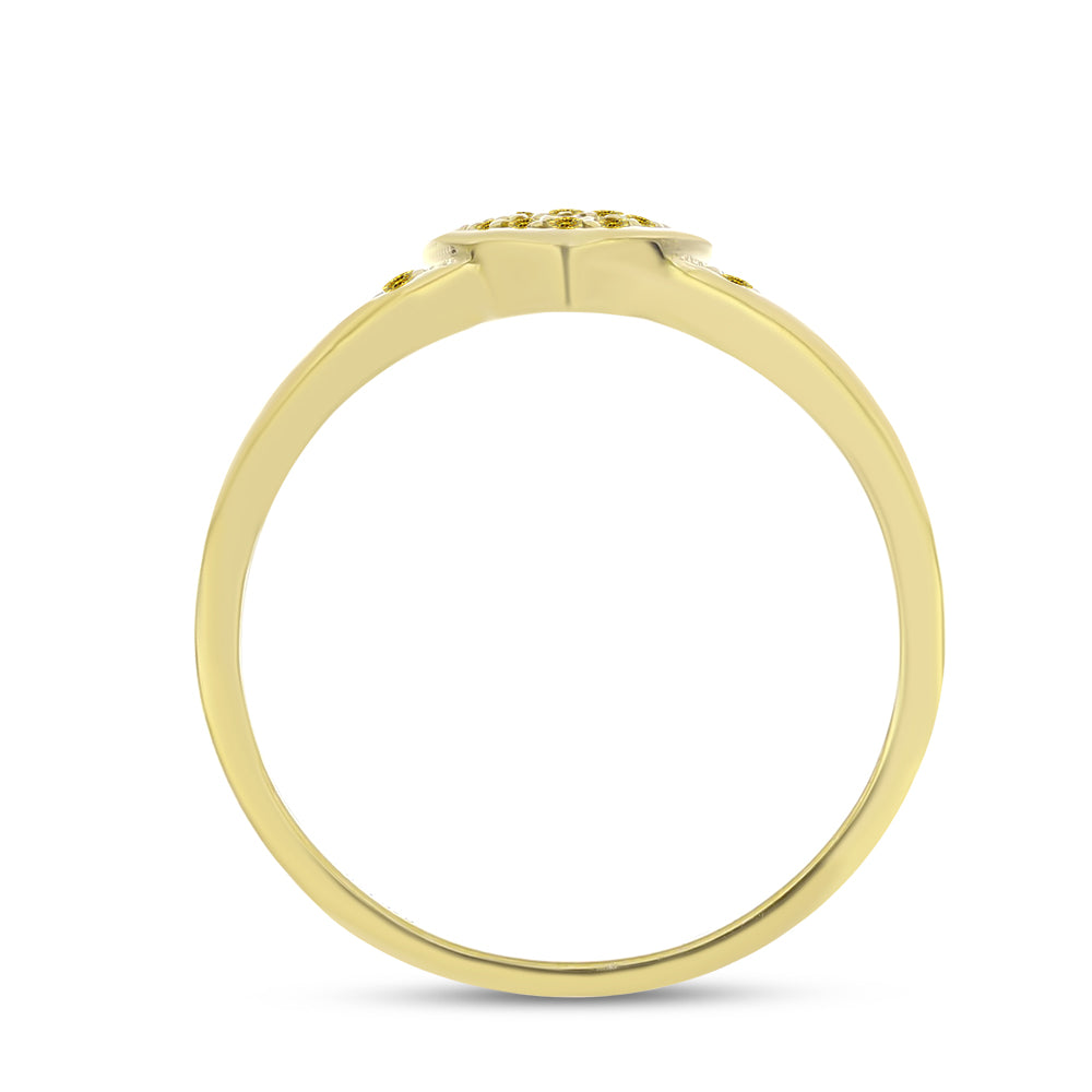 Anillo de Plata Bañada en Oro con Diamante Amarillo