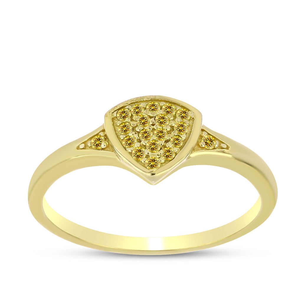 Anillo de Plata Bañada en Oro con Diamante Amarillo 3 