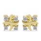 Pendientes de Plata Bañada en Oro con Diamante blanco