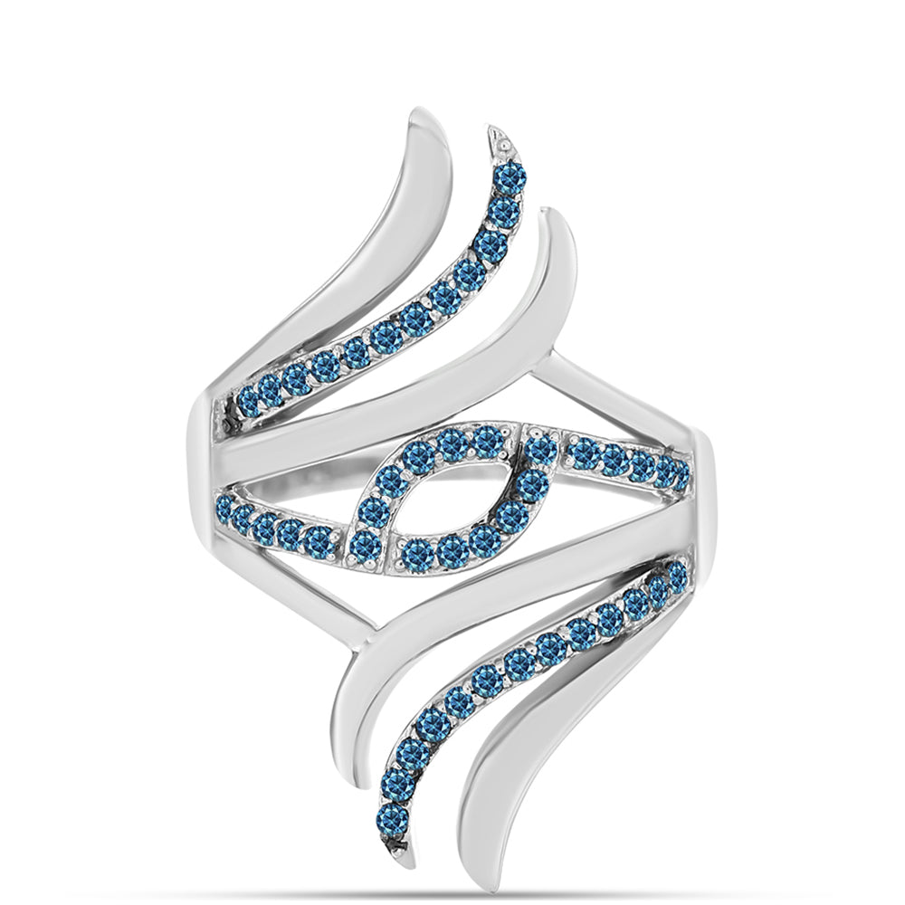 Anillo de Plata con Diamante Azul 5 