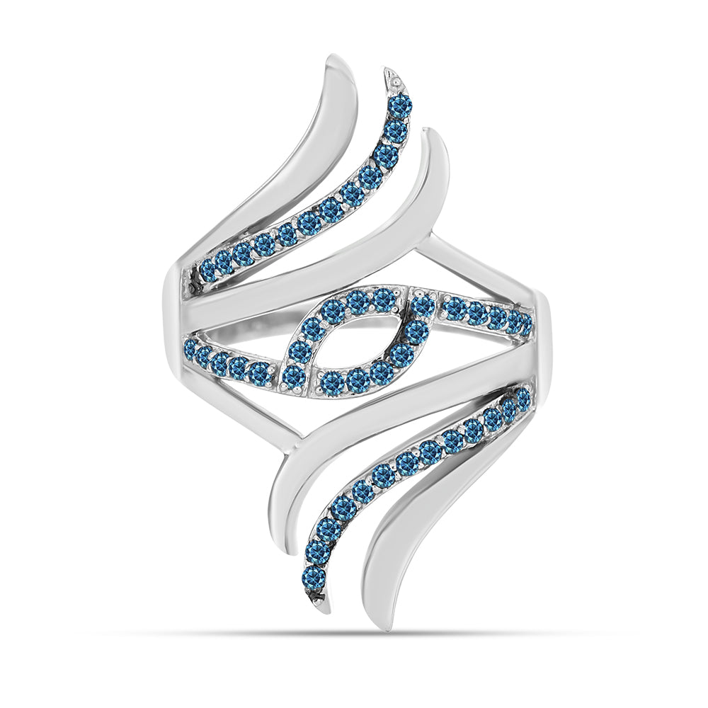 Anillo de Plata con Diamante Azul