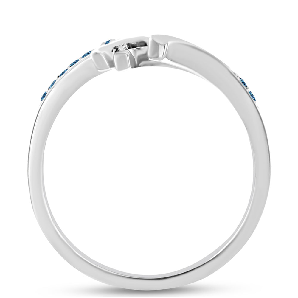 Anillo de Plata con Diamante Azul