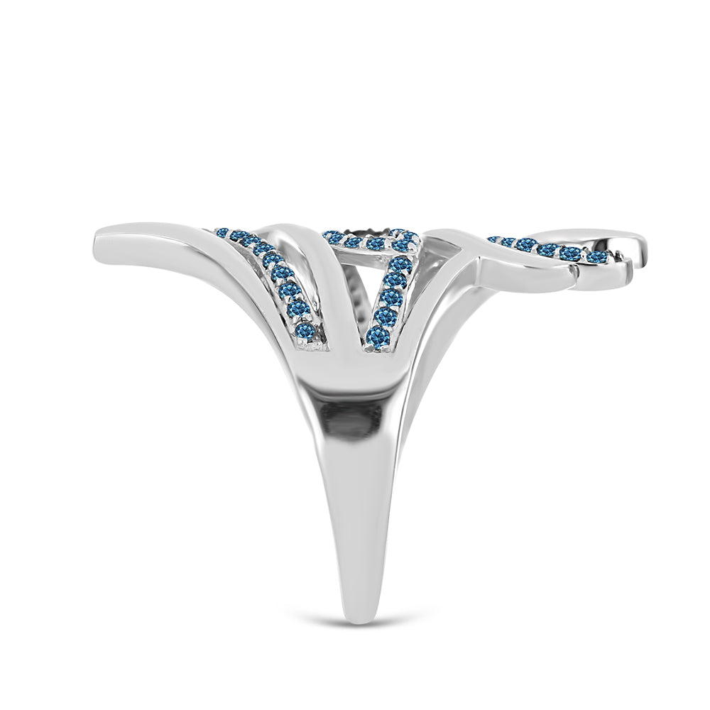 Anillo de Plata con Diamante Azul 4 