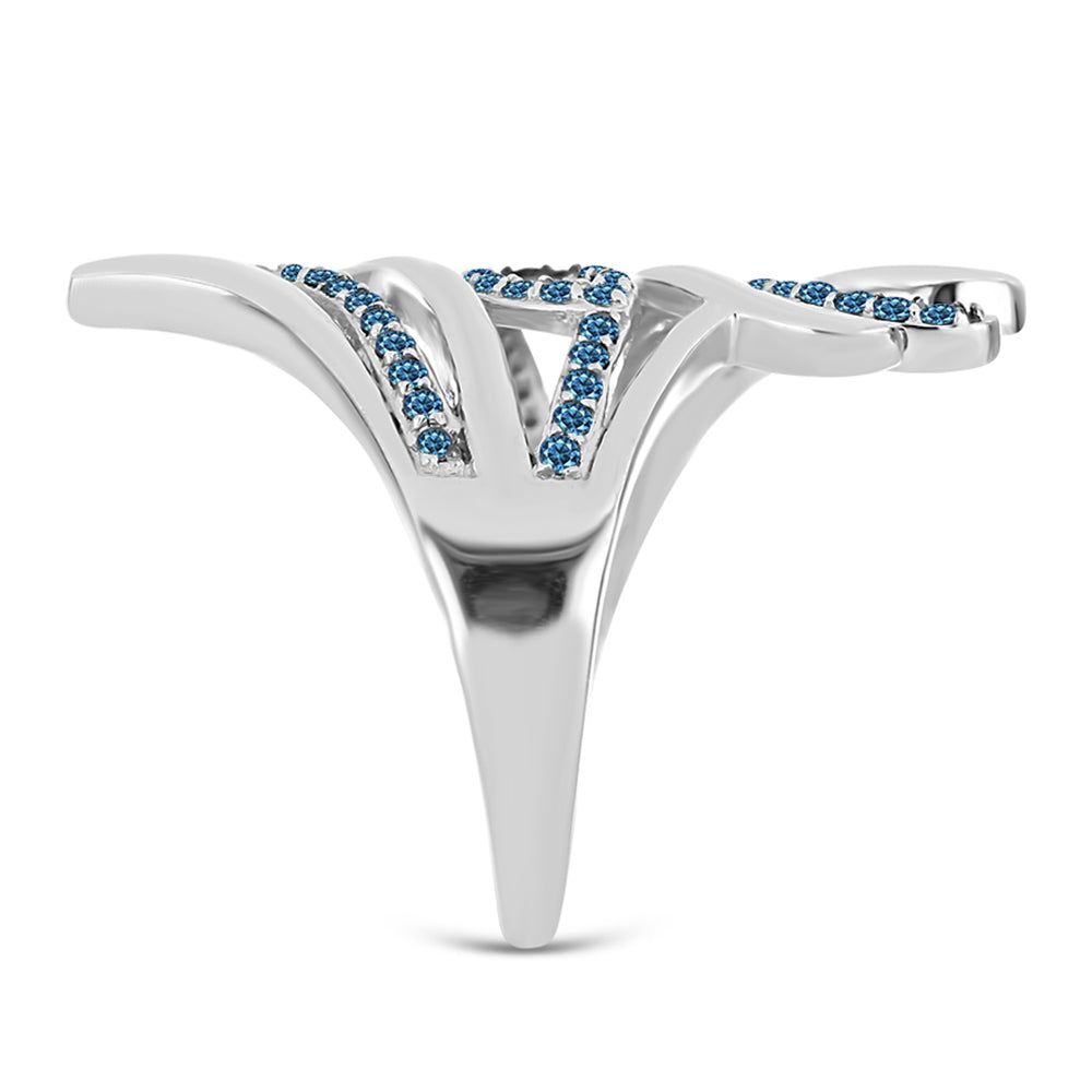 Anillo de Plata con Diamante Azul
