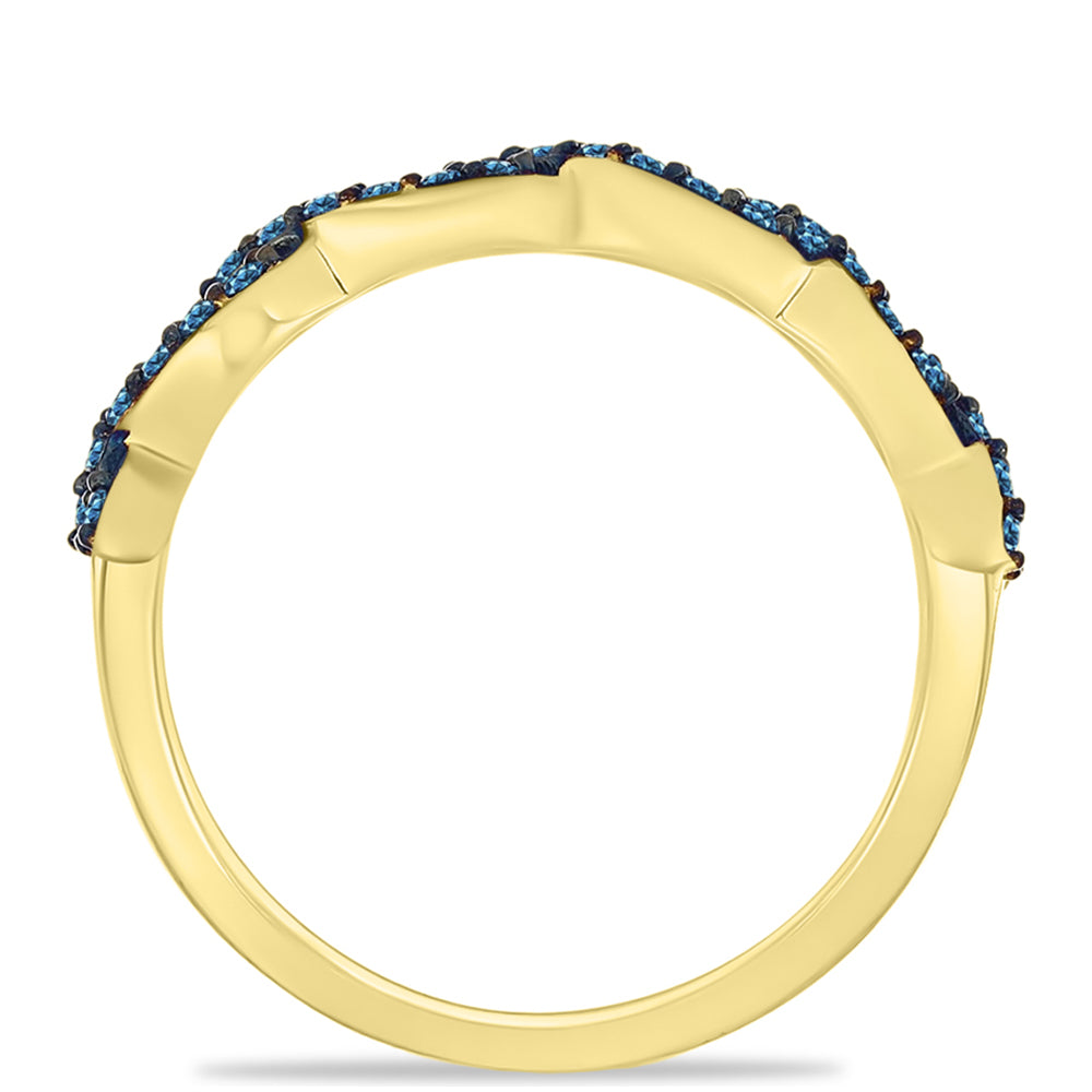 Anillo de Plata Bañada en Oro con Diamante Azul 6 