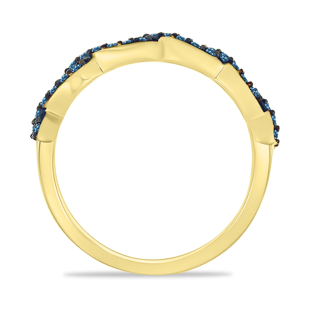 Anillo de Plata Bañada en Oro con Diamante Azul 2 