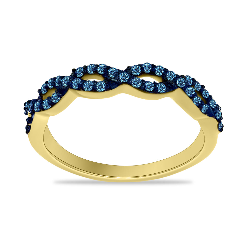 Anillo de Plata Bañada en Oro con Diamante Azul 3 
