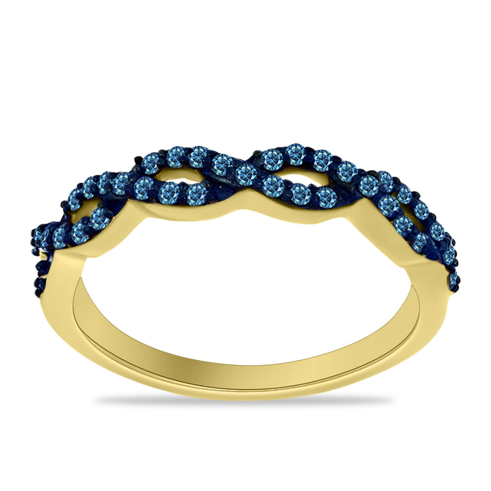 Anillo de Plata Bañada en Oro con Diamante Azul 7 