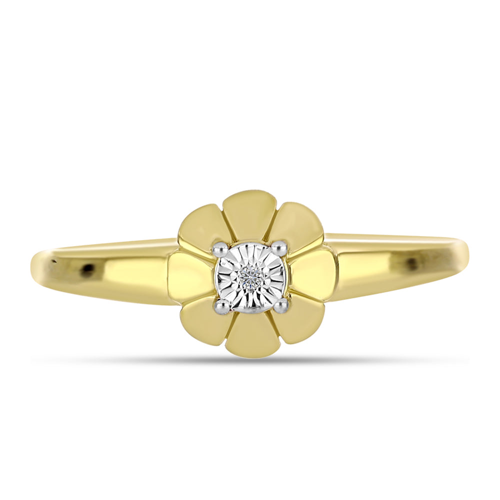 Anillo de Plata Bañada en Oro con Diamante blanco