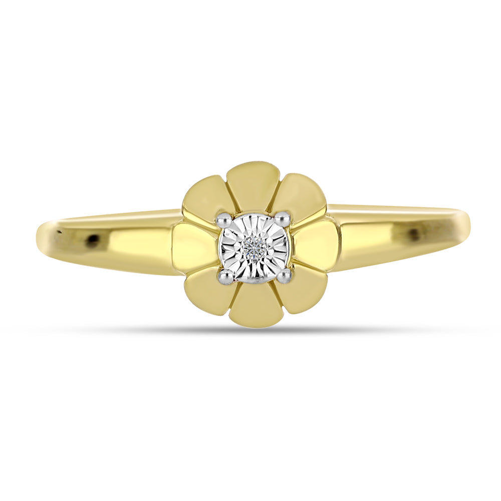Anillo de Plata Bañada en Oro con Diamante blanco 1 