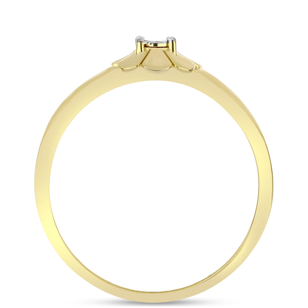 Anillo de Plata Bañada en Oro con Diamante blanco 6 