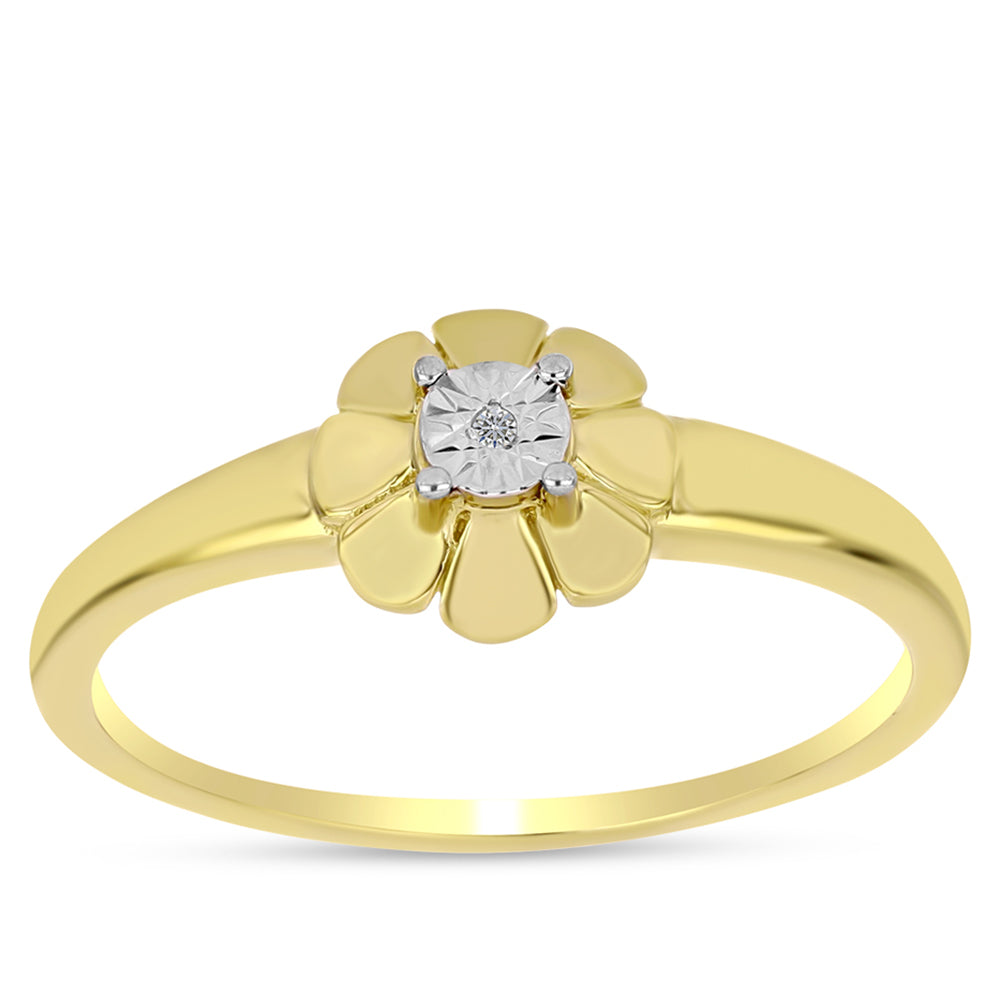 Anillo de Plata Bañada en Oro con Diamante blanco