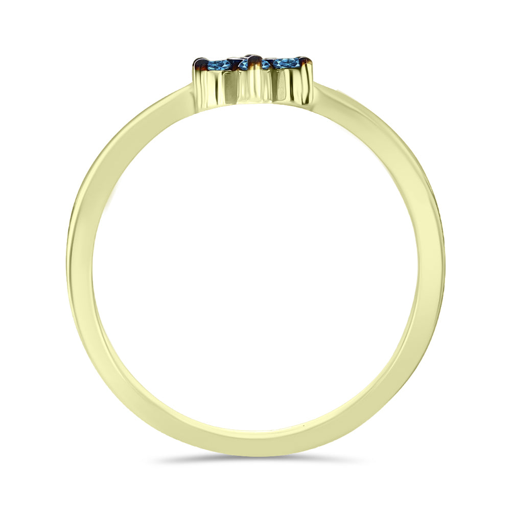 Anillo de Plata Bañada en Oro con Diamante Azul 2 