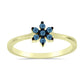 Anillo de Plata Bañada en Oro con Diamante Azul
